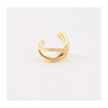 Earcuff cruzado con brillantes dorado - Labeille Jewelry