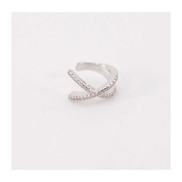 Earcuff cruzado con brillantes plateado - Labeille Jewelry