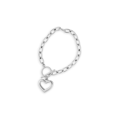 Pulseira Chunky heart prata