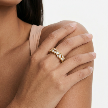 Anillo brillantes baguette en oro